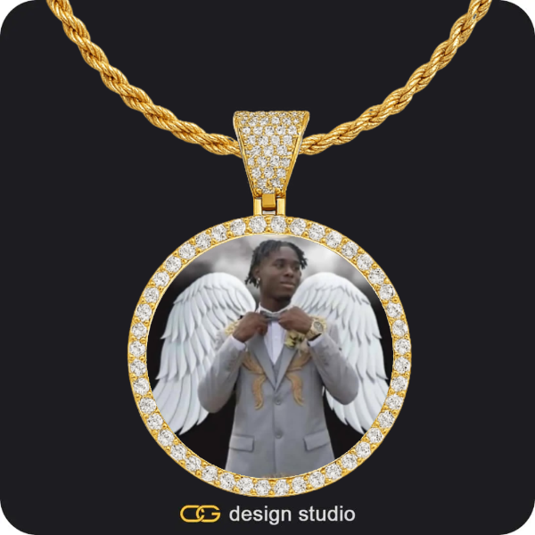 Custom Photo Pendant - Gold / Circle (4 cm) / Rope
