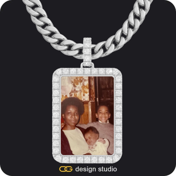 Custom Photo Pendant - Silver / Rectangle / Cuban (10mm)