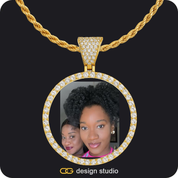 Custom Photo Pendant - Gold / Circle (4 cm) / Rope
