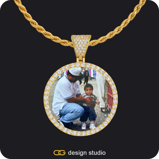 Custom Photo Pendant - Gold / Circle (3 cm) / Rope