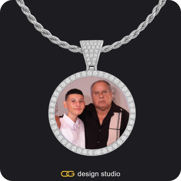 Custom Photo Pendant - Silver / Circle (3 cm) / Rope