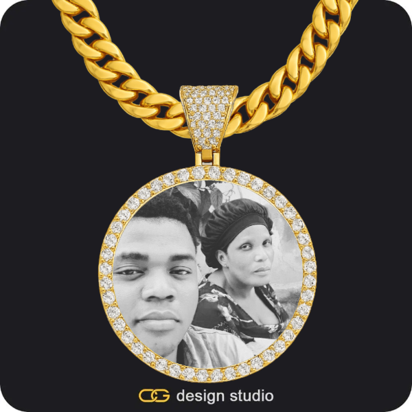 Custom Photo Pendant - Gold / Circle (4 cm) / Cuban (10mm)