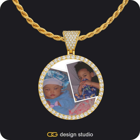 Custom Photo Pendant - Gold / Circle (3 cm) / Rope