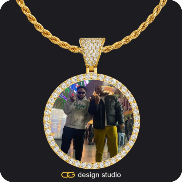 Custom Photo Pendant - Gold / Circle (4 cm) / Rope,Custom Photo Pendant - Gold / Circle (4 cm) / Rope
