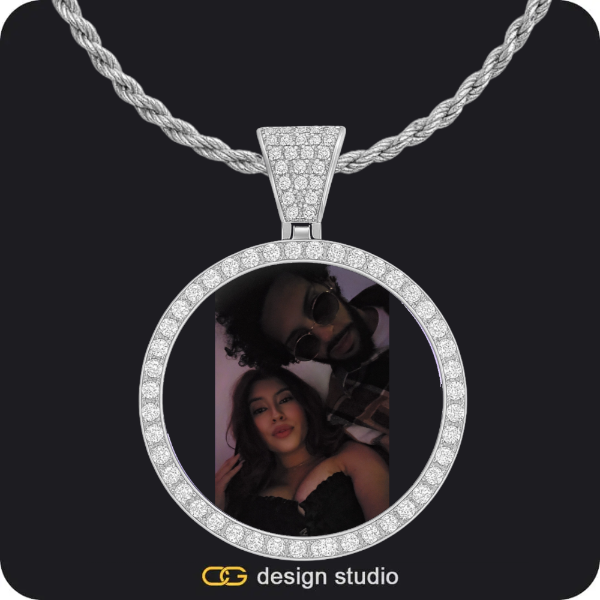 Custom Photo Pendant - Silver / Circle (4 cm) / Rope