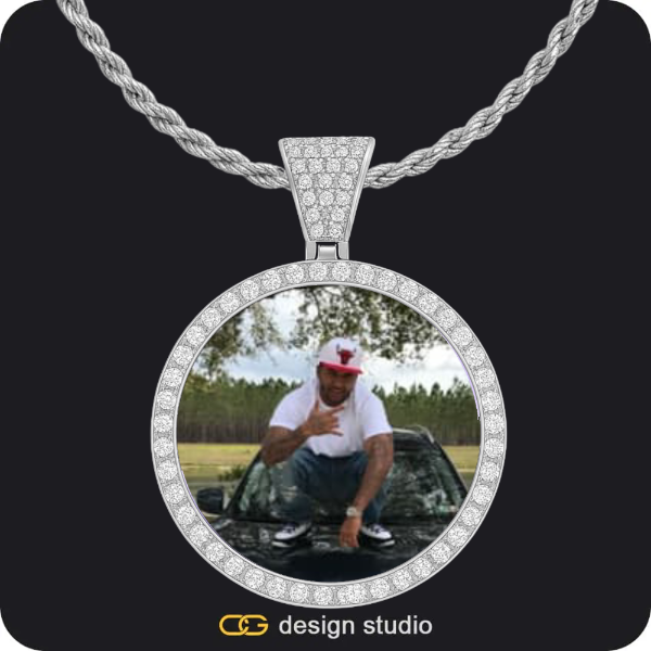 Custom Photo Pendant - Silver / Circle (4 cm) / Rope