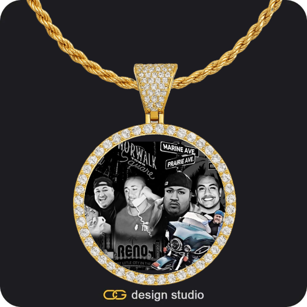 Custom Photo Pendant - Gold / Circle (4 cm) / Rope