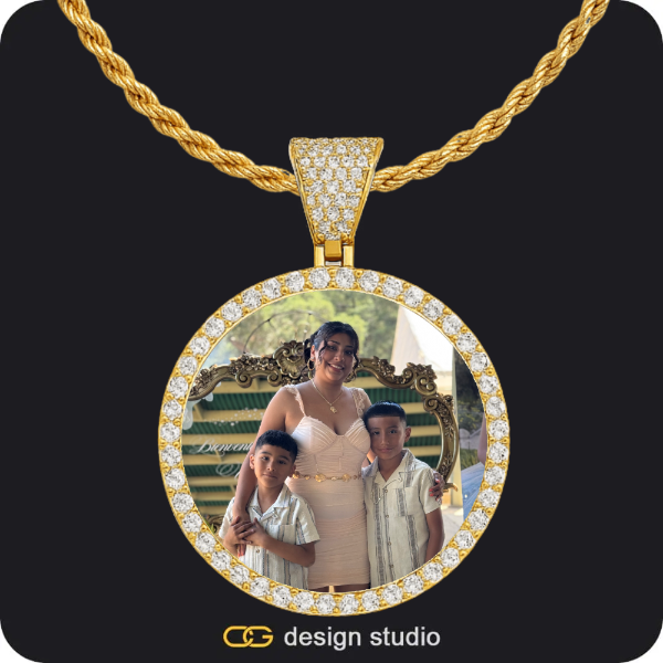 Custom Photo Pendant - Gold / Circle (4 cm) / Rope