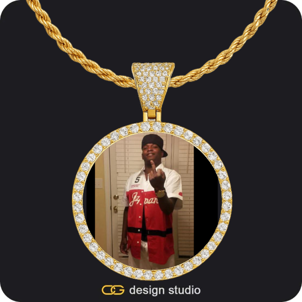 Custom Photo Pendant - Gold / Circle (4 cm) / Rope