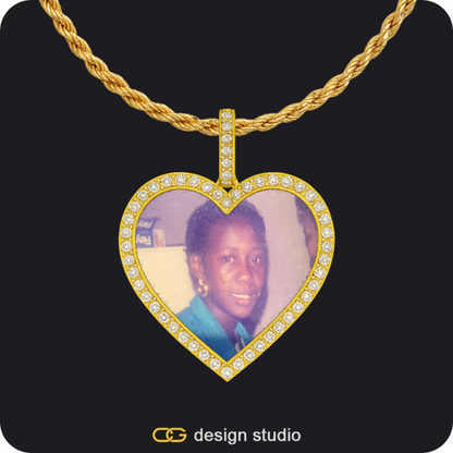 Custom Photo Pendant - Gold / Circle (4 cm) / Rope,Custom Photo Pendant - Gold / Heart / Rope