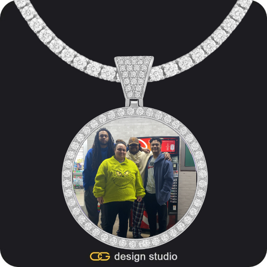 Custom Photo Pendant - Silver / Circle (4 cm) / Tennis