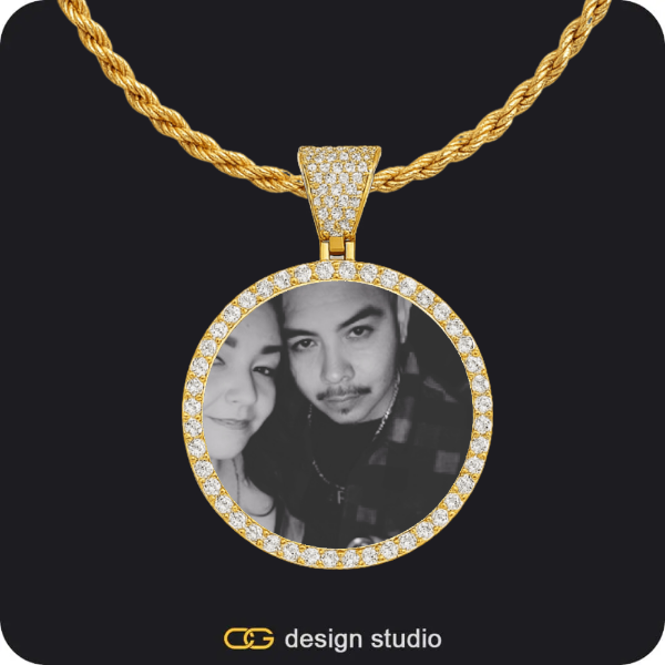 Custom Photo Pendant - Gold / Circle (3 cm) / Rope