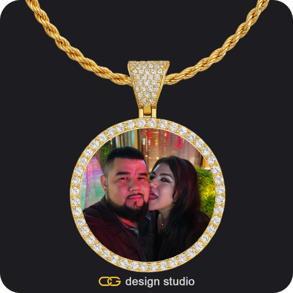 Custom Photo Pendant - Gold / Circle (4 cm) / Rope