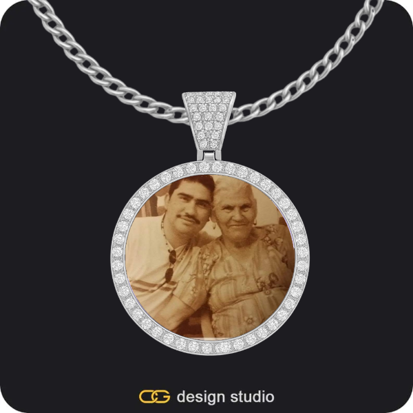 Custom Photo Pendant - Silver / Circle (3 cm) / Cuban (3mm)