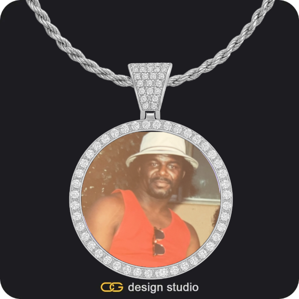 Custom Photo Pendant - Silver / Circle (4 cm) / Rope