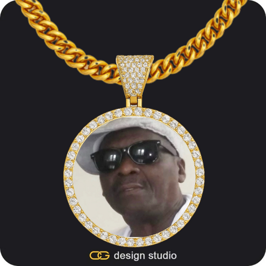 Custom Photo Pendant - Gold / Circle (4 cm) / Cuban (5mm)