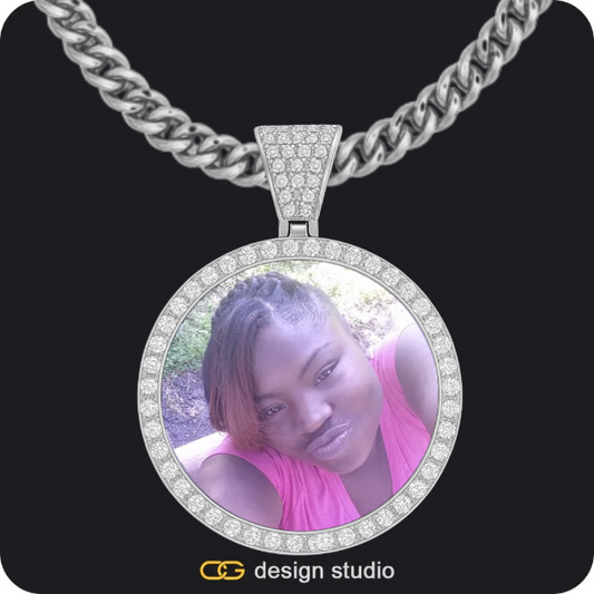 Custom Photo Pendant - Silver / Circle (4 cm) / Cuban (5mm)