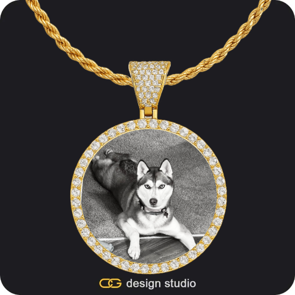 Custom Photo Pendant - Gold / Circle (4 cm) / Rope