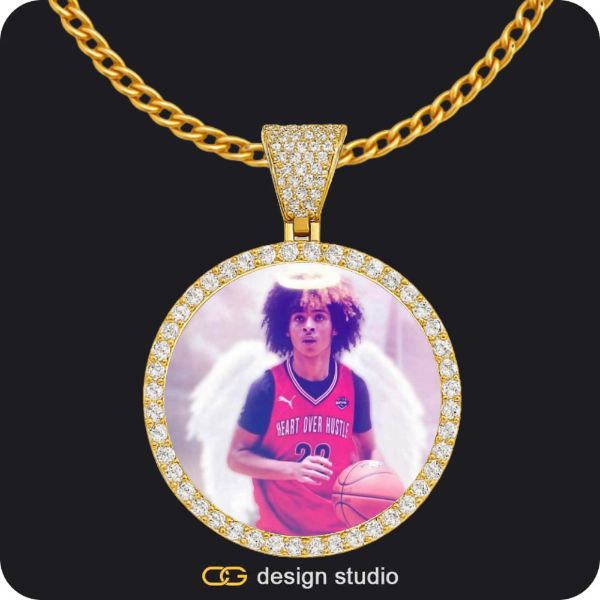 Custom Photo Pendant - Gold / Circle (4 cm) / Cuban (3mm)