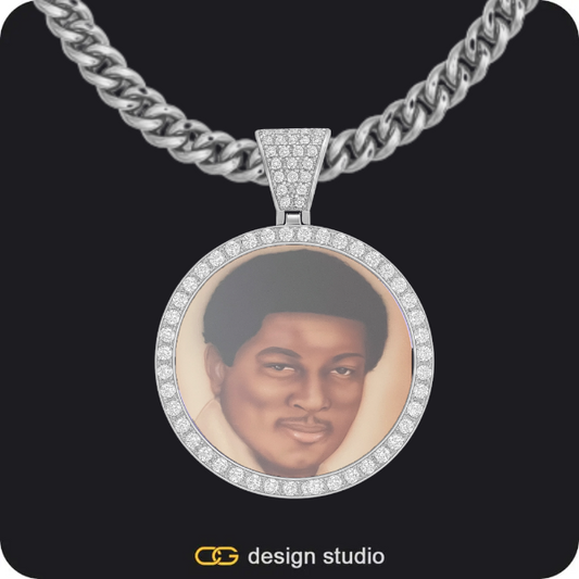 Custom Photo Pendant - Silver / Circle (3 cm) / Cuban (5mm)
