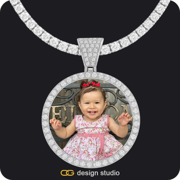 Custom Photo Pendant - Silver / Circle (4 cm) / Tennis