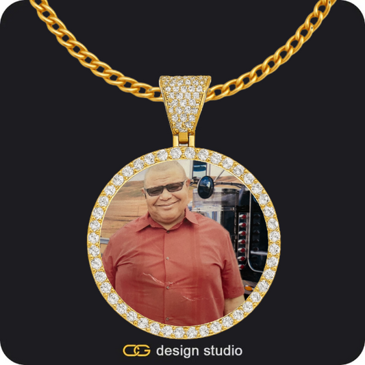Custom Photo Pendant - Gold / Circle (4 cm) / Cuban (3mm)