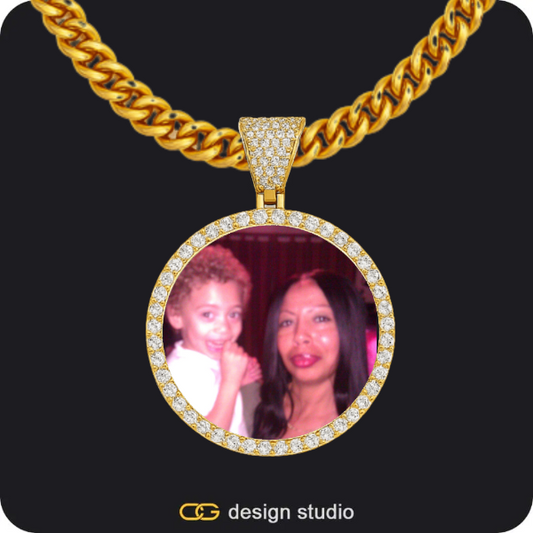 Custom Photo Pendant - Gold / Circle (3 cm) / Cuban (5mm)