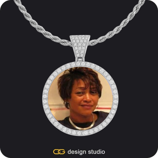 Custom Photo Pendant - Silver / Circle (3 cm) / Rope