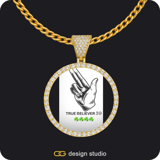 Custom Photo Pendant - Gold / Circle (3 cm) / Cuban (3mm)