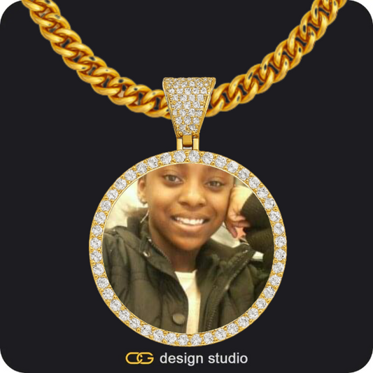 Custom Photo Pendant - Gold / Circle (4 cm) / Cuban (5mm)
