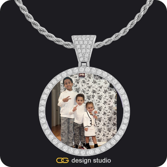 Custom Photo Pendant - Silver / Circle (4 cm) / Rope