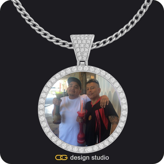 Custom Photo Pendant - Silver / Circle (4 cm) / Cuban (3mm)