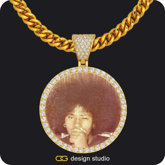 Custom Photo Pendant - Gold / Circle (4 cm) / Cuban (5mm)