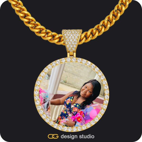 Custom Photo Pendant - Gold / Circle (4 cm) / Cuban (5mm)