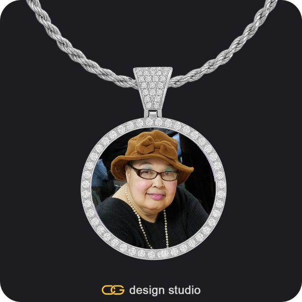 Custom Photo Pendant - Silver / Circle (3 cm) / Rope