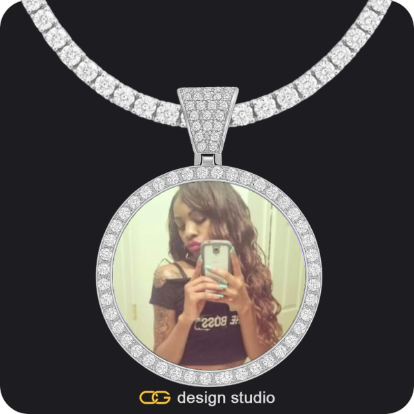 Custom Photo Pendant - Silver / Circle (4 cm) / Tennis