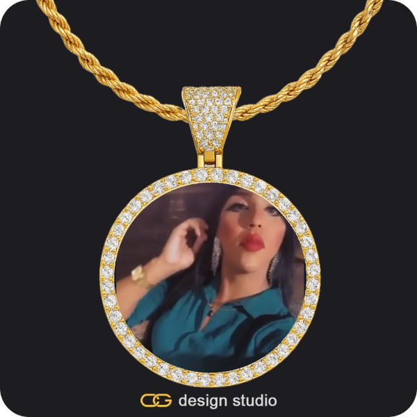 Custom Photo Pendant - Gold / Circle (4 cm) / Rope