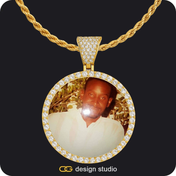 Custom Photo Pendant - Gold / Circle (4 cm) / Rope