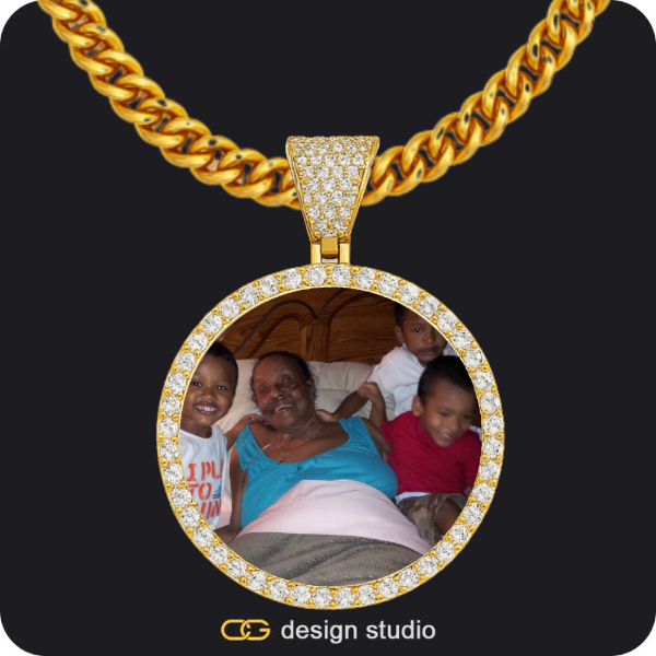Custom Photo Pendant - Gold / Circle (4 cm) / Cuban (5mm)