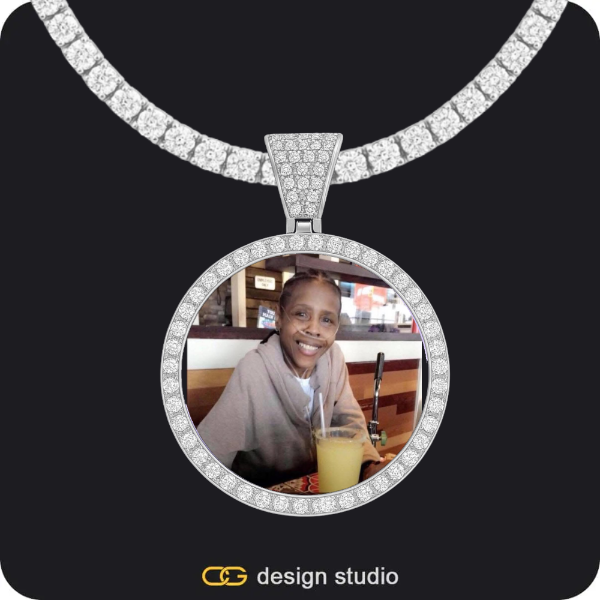 Custom Photo Pendant - Silver / Circle (3 cm) / Tennis