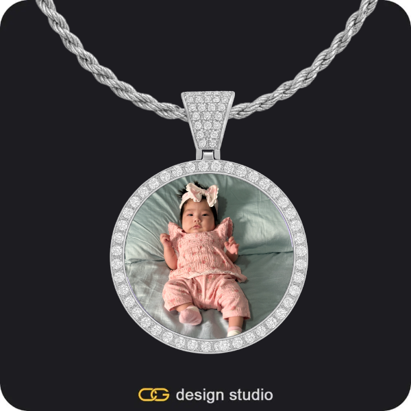 Custom Photo Pendant - Silver / Circle (3 cm) / Rope
