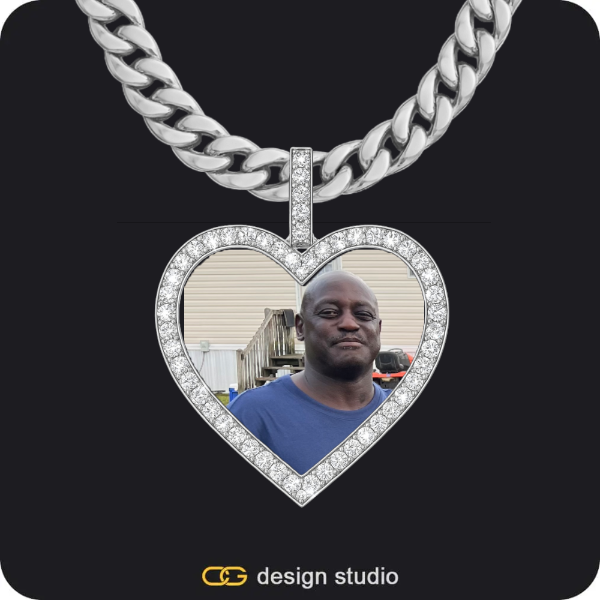 Custom Photo Pendant - Silver / Heart / Cuban (10mm)