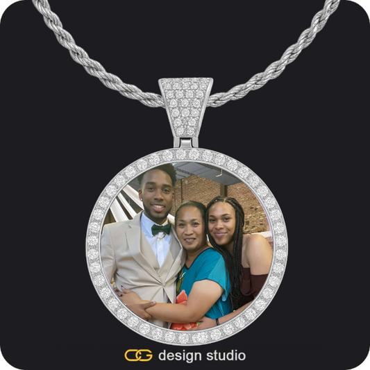 Custom Photo Pendant - Silver / Circle (4 cm) / Rope