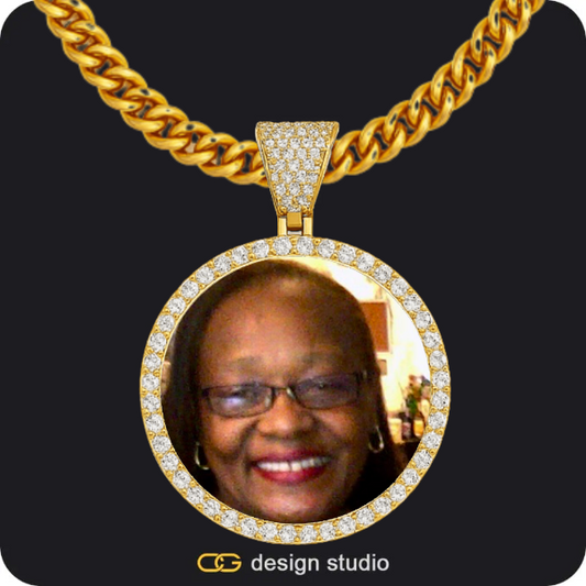 Custom Photo Pendant - Gold / Circle (4 cm) / Cuban (5mm)