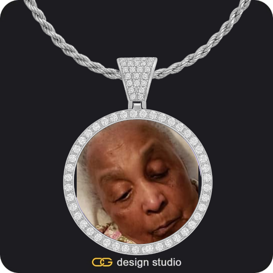 Custom Photo Pendant - Silver / Circle (4 cm) / Rope