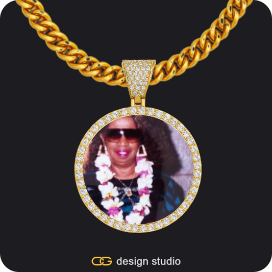 Custom Photo Pendant - Gold / Circle (3 cm) / Cuban (5mm)