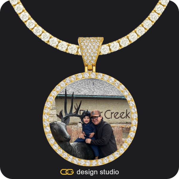 Custom Photo Pendant - Gold / Circle (4 cm) / Tennis