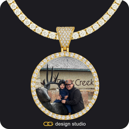 Custom Photo Pendant - Gold / Circle (4 cm) / Tennis