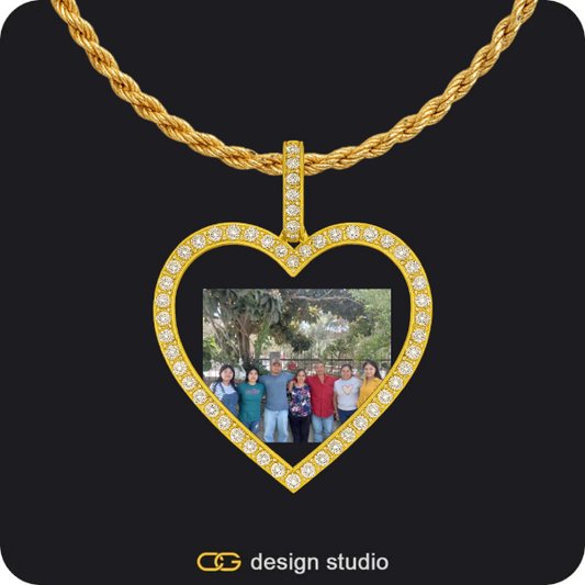 Custom Photo Pendant - Gold / Heart / Rope