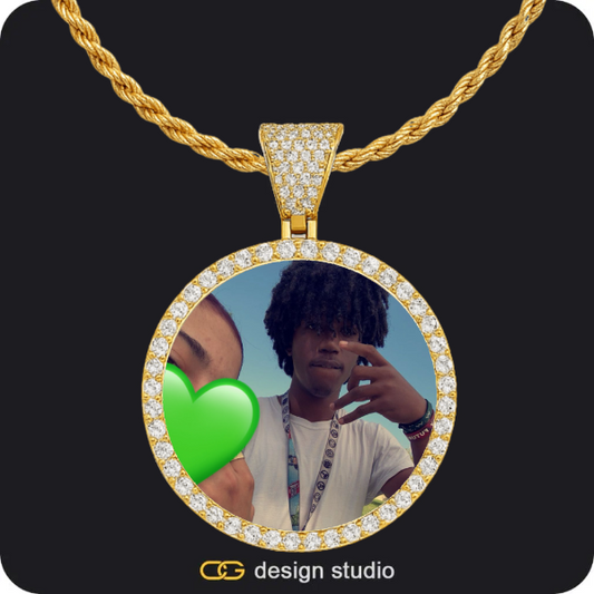 Custom Photo Pendant - Gold / Circle (4 cm) / Rope